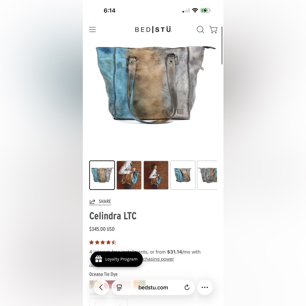 NWT BED|STU Celindra Oceana Leather Tote and Crossbody Wallet Tie Dyed - Picture 9 of 11